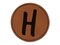 Letter H Uppercase Felt Marker Font Round Iron-On Engraved Faux Leather Patch Applique - 2.5"